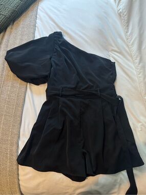 One-Shoulder Black Women's Romper